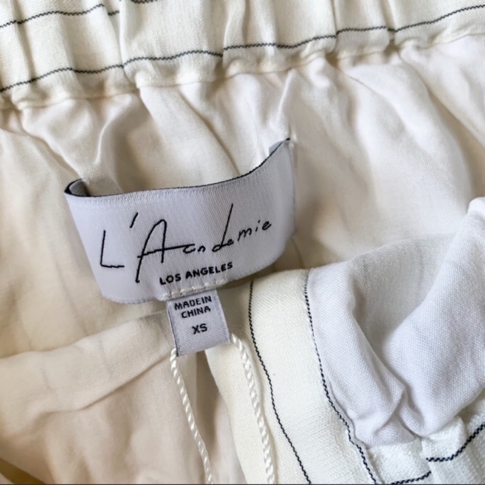 revolve l’academie white stoped off shoulder romper with tie waist - Picture 8 of 8
